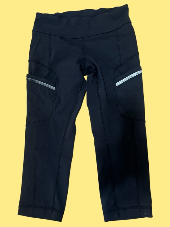 lululemon athletica Pants - lululemon athletica Black Capri Pocket Leggings with Reflective Trim